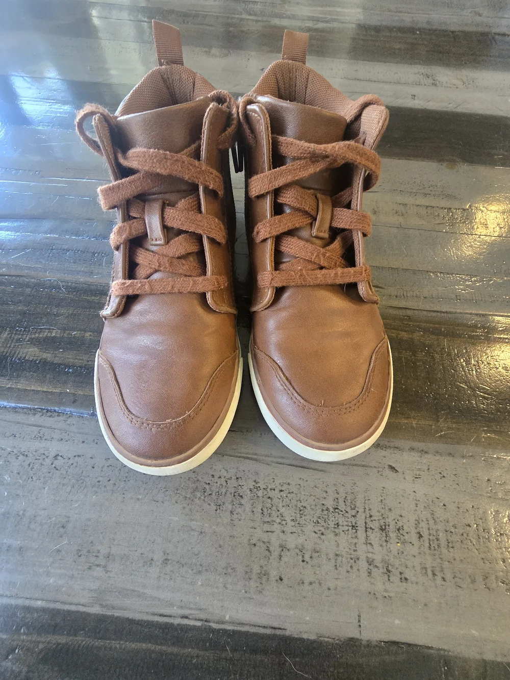 wonder nation Brown Lace-Up High-Top Kids Boots
